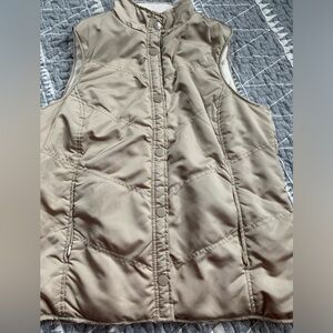 d & co Denim Company Gold Quited Zip Up Vest Fleece lined Sz small